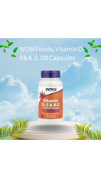 NOW Foods D‑3 + K‑2 – الدعم المتكامل لعظم قوي وقلب صحي في كبسولة نباتية